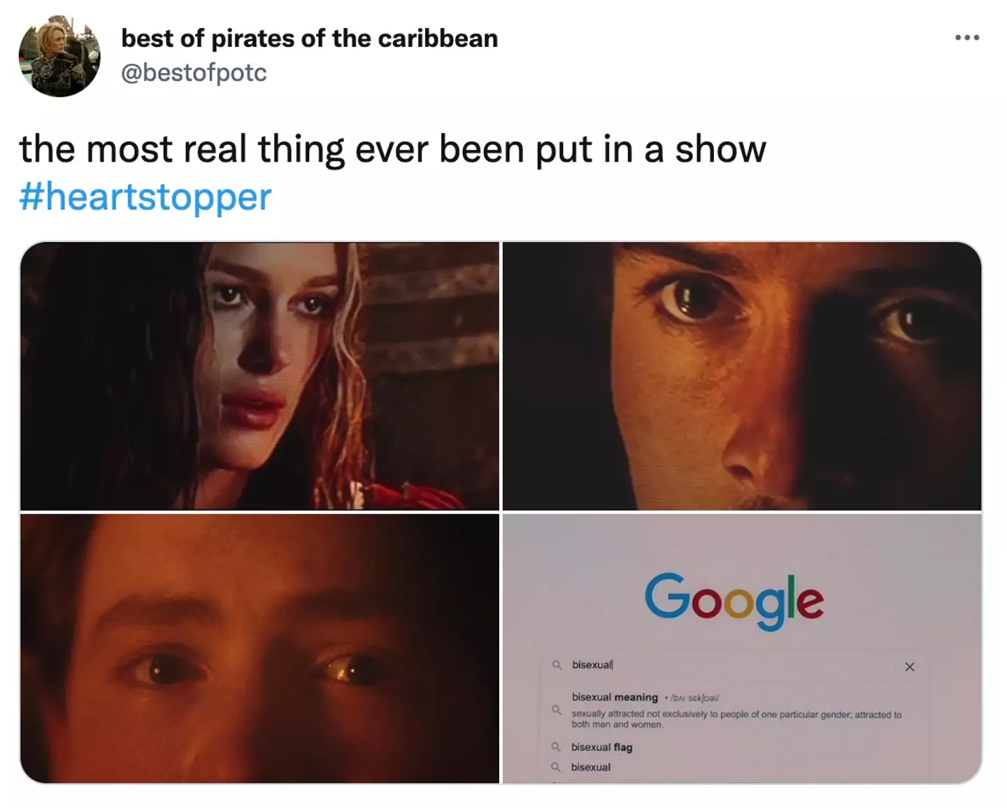 In this particular scene, the main character Nick Nelson watches Pirates of the Caribbean - one of his favourite movies - and finds himself in ‘a bisexual panic’ over actors Keira Knightly and Orlando Bloom (Twitter @bestofpotc).