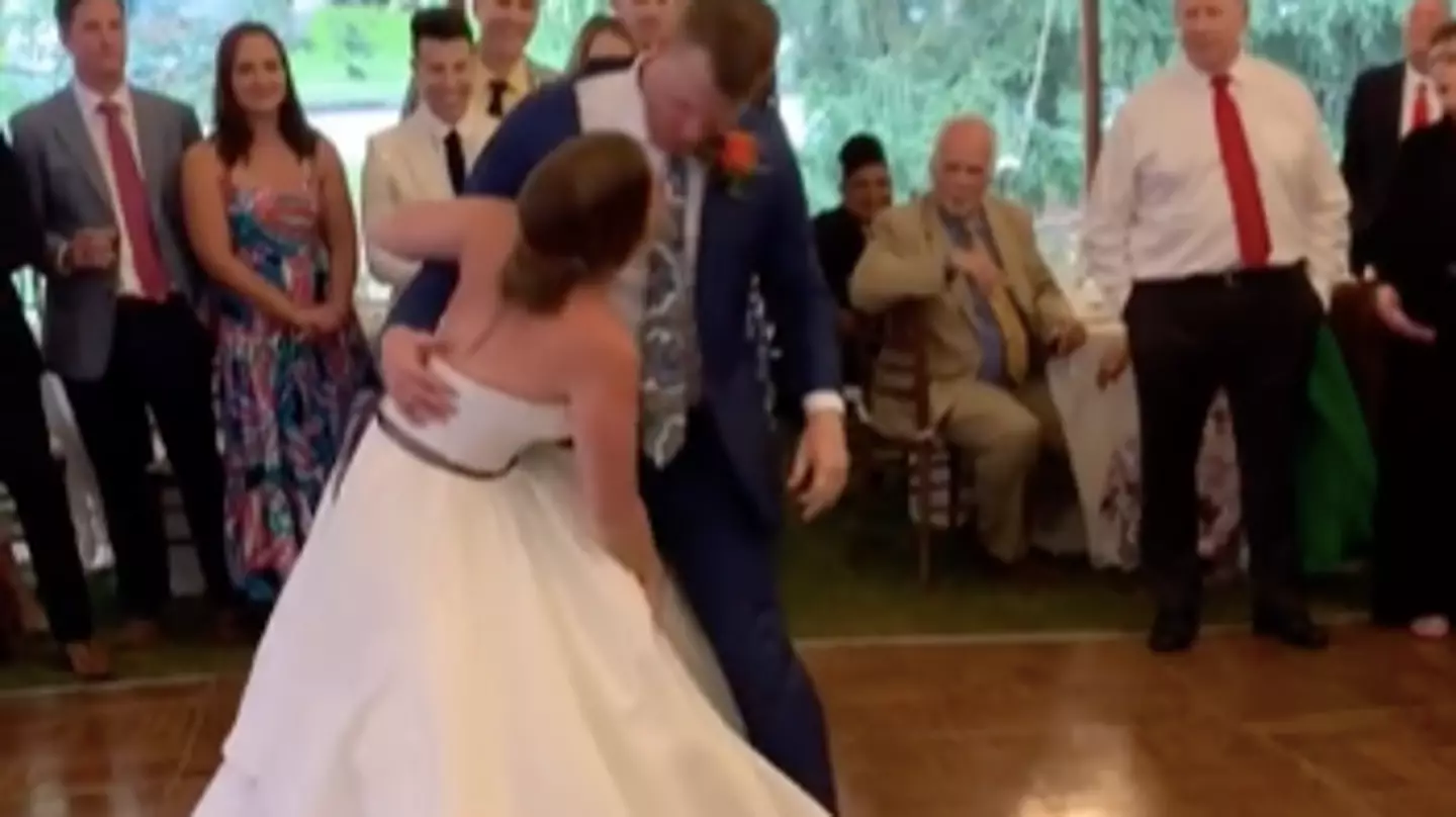Shocking Moment Bride Dislocates Her Leg During First Dance