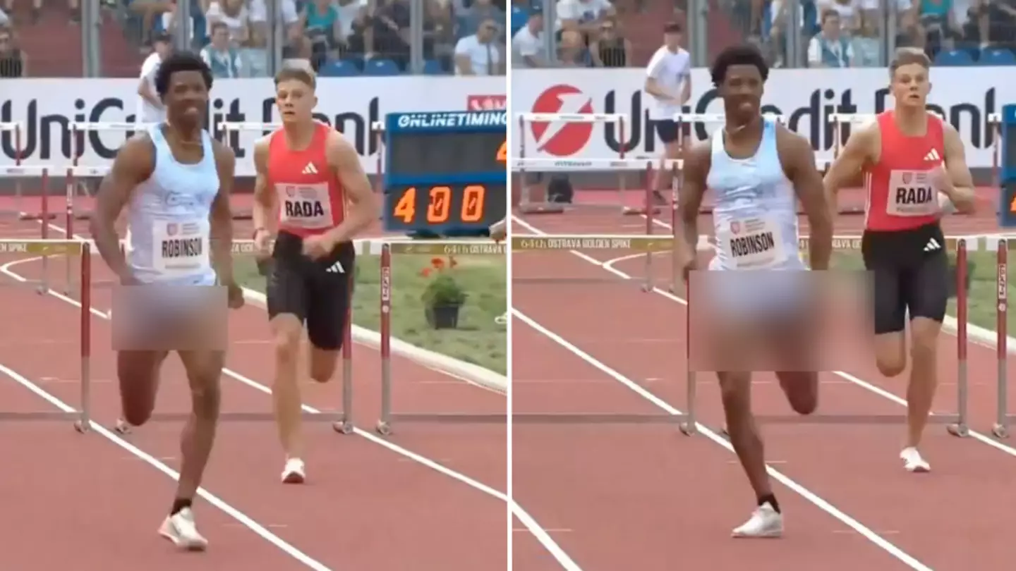 Athlete's manhood exposed during race forcing commentator to apologise to viewers