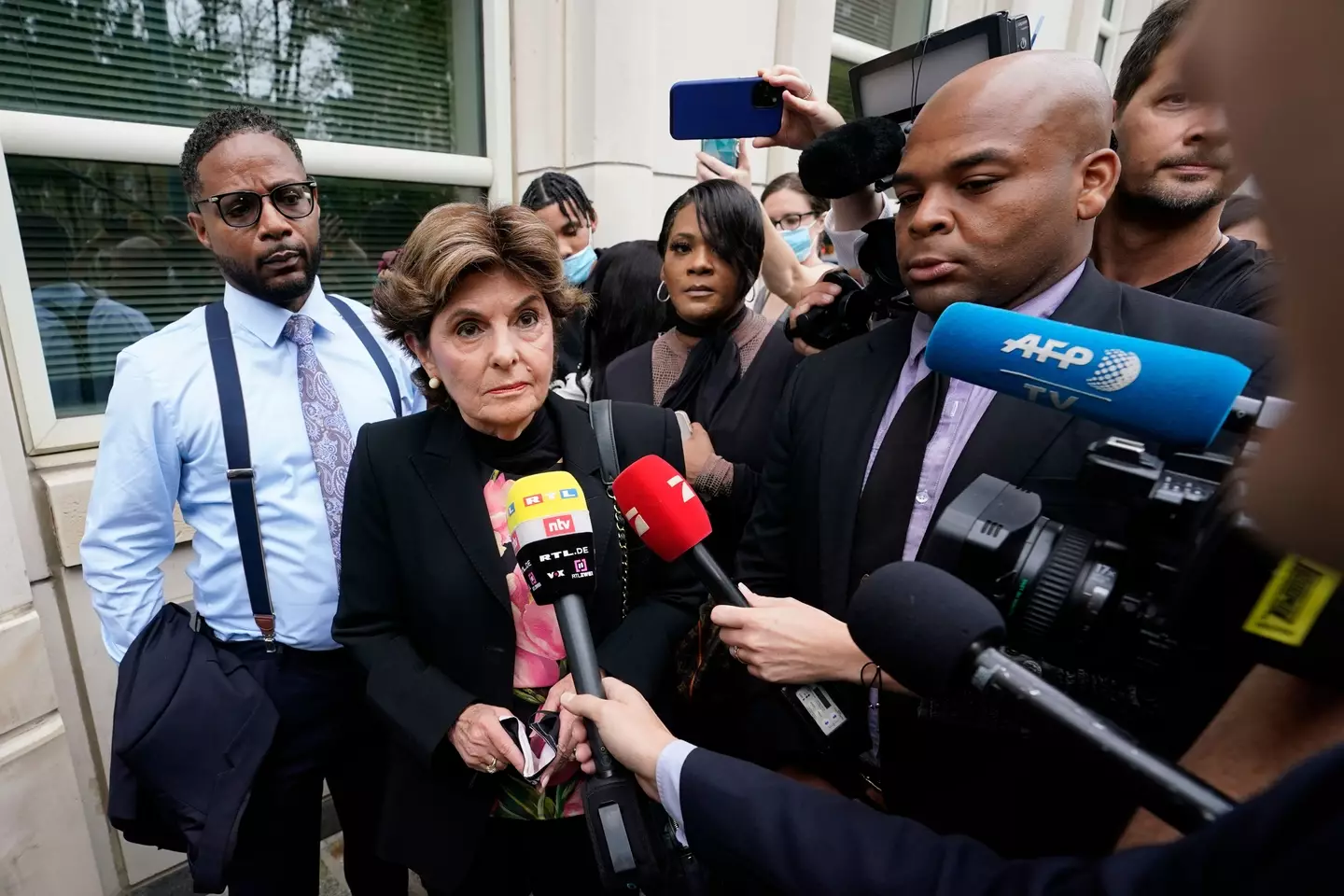 Attorney Gloria Allred arrived in court on day one of the trial (