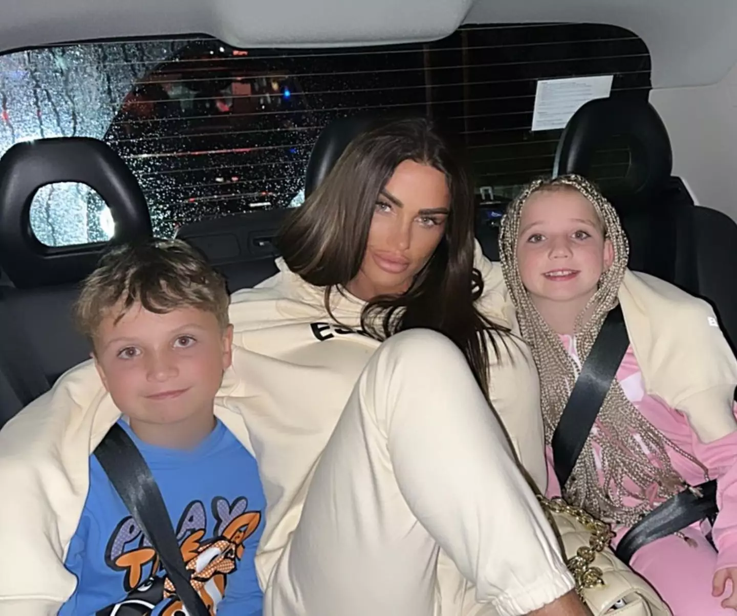 Katie Price with her youngest kids, Jett, nine, and Bunny, eight.