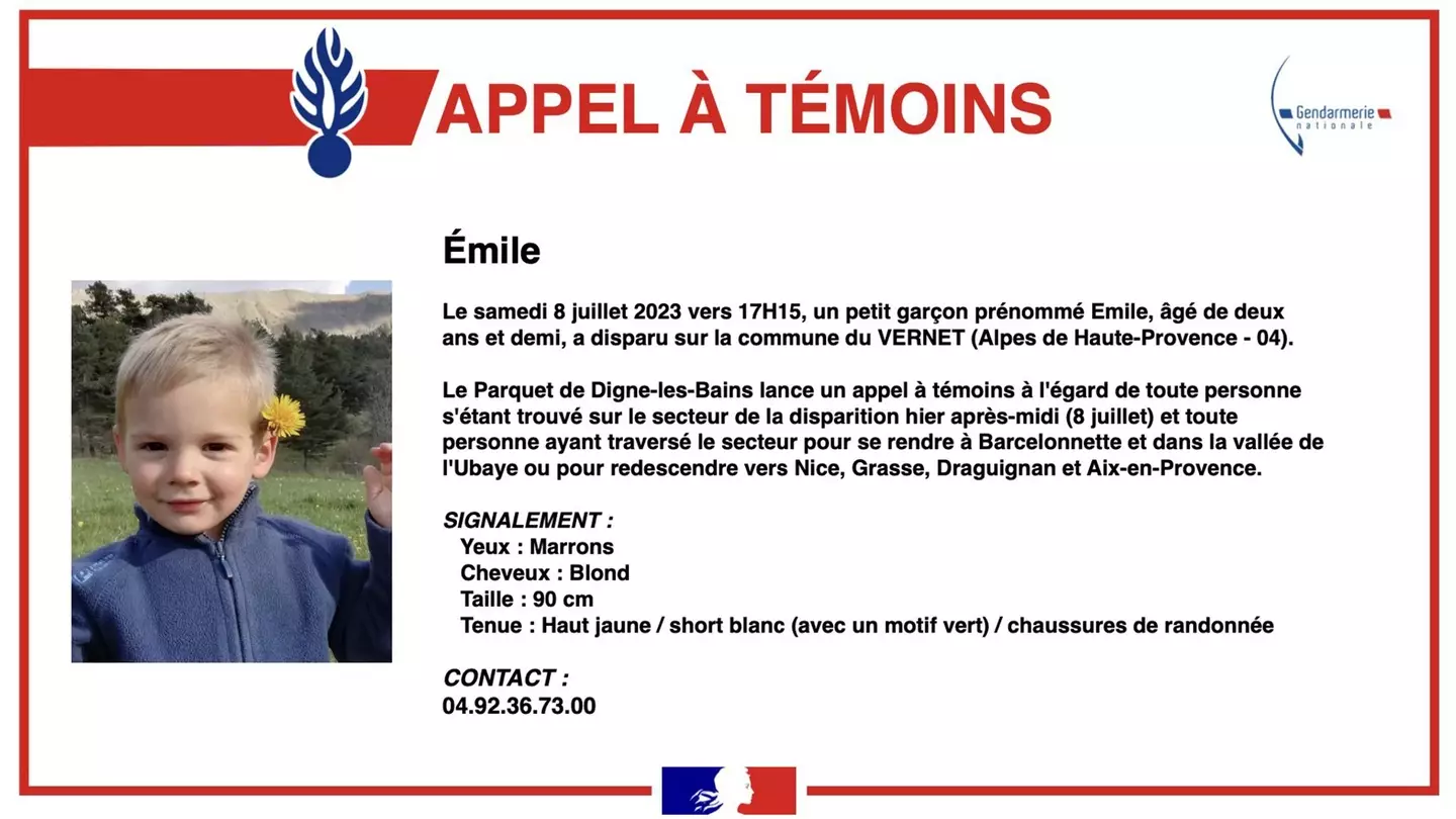French investigators have since discovered bones near to where Émile first went missing in the Alpes-de-Haute-Provence.