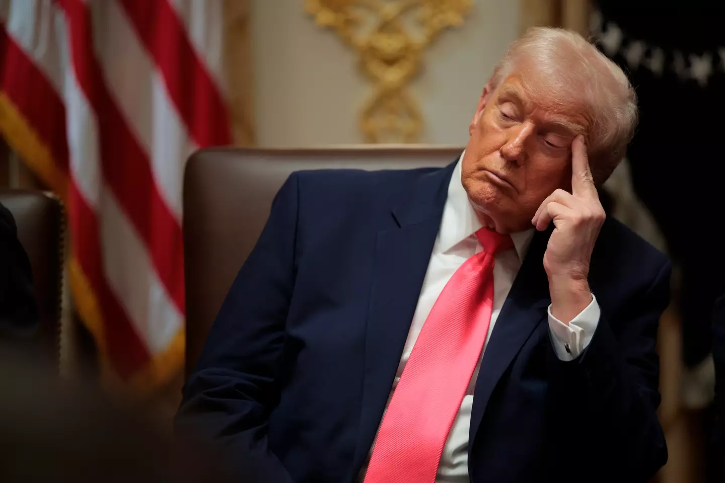 The US president has been captured with his eyes closed on numerous different occasions (Chip Somodevilla/Getty Images)