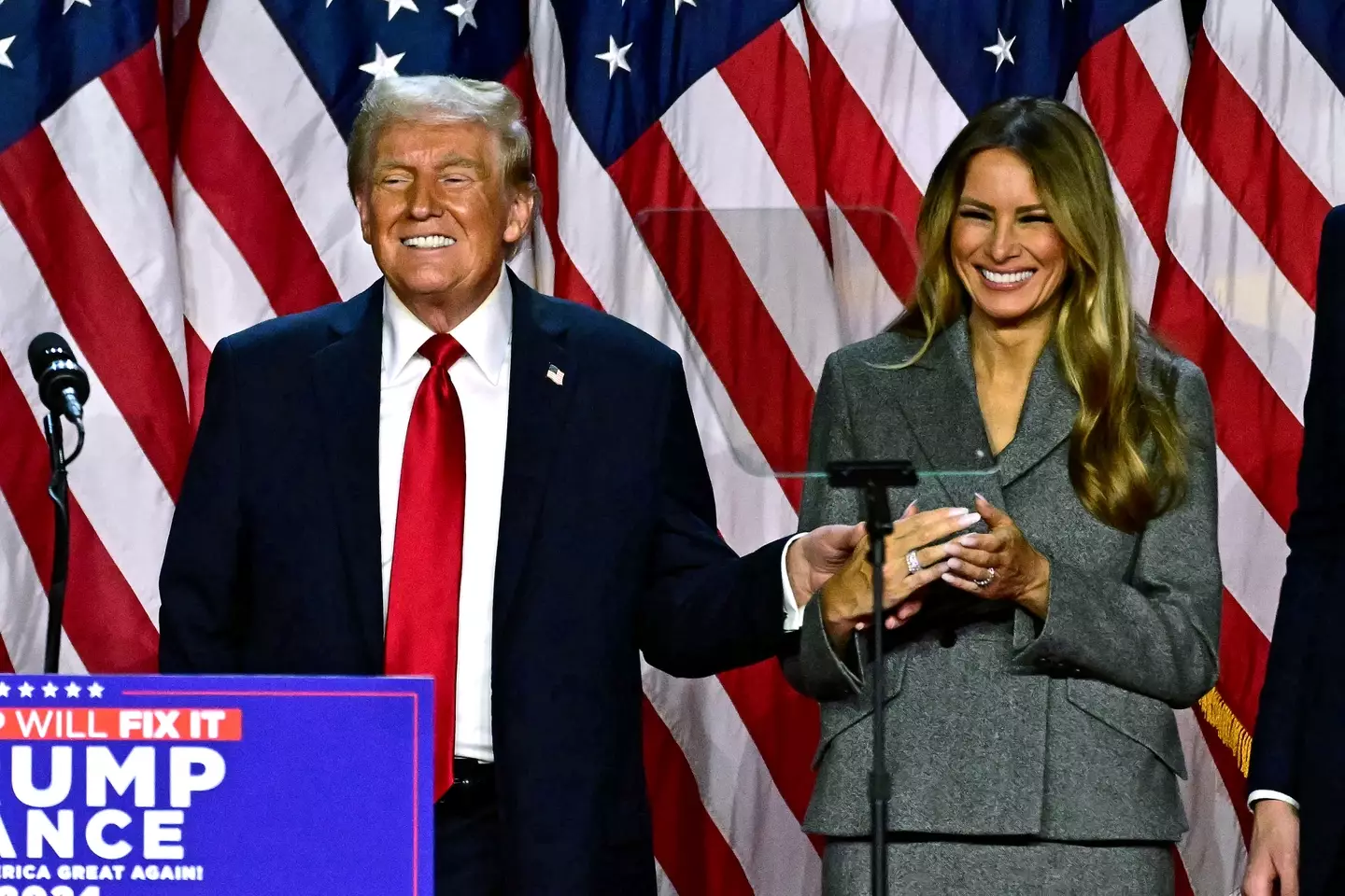 Donald Trump was praised for saving his wife from the fall (JIM WATSON/AFP via Getty Images)