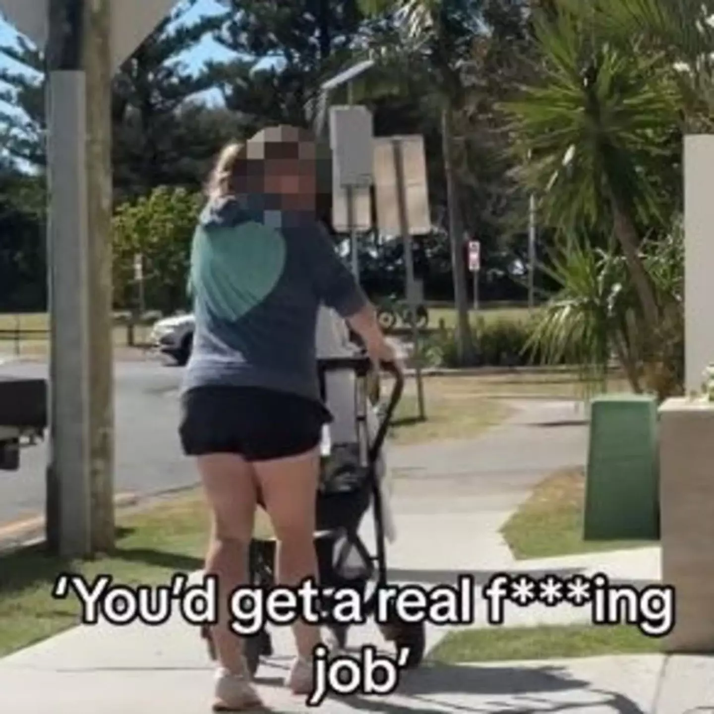 A woman fired a lethal middle finger at a group of influencers as they were taking selfies on the street.