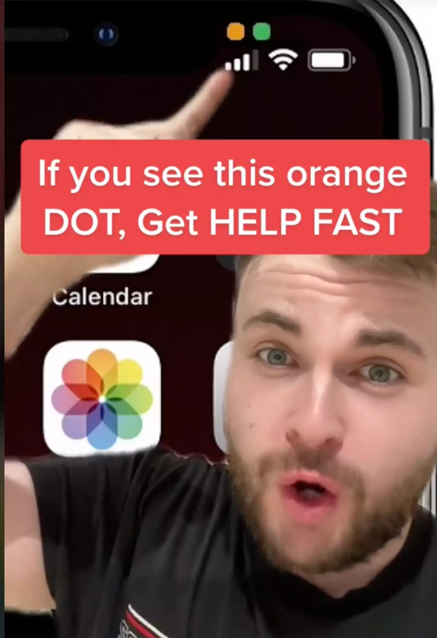 Jamie Nyland took to TikTok to warn iPhone users about the orange dot at the top of their screen.