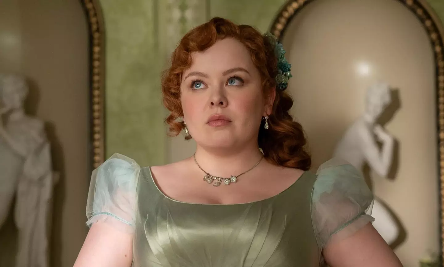 Nicola Coughlan plays Lady Whistledown in the show. (Netflix)