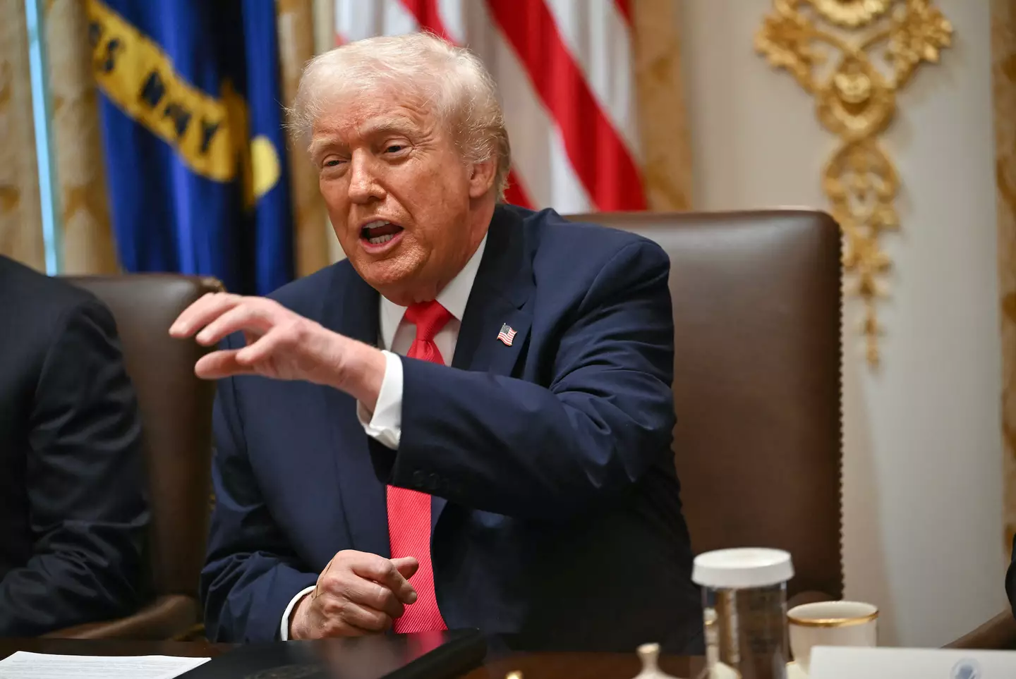 Critics called the president 'Sleepy Don' following the Cabinet meeting appearance (ANDREW CABALLERO-REYNOLDS / AFP via Getty Images)