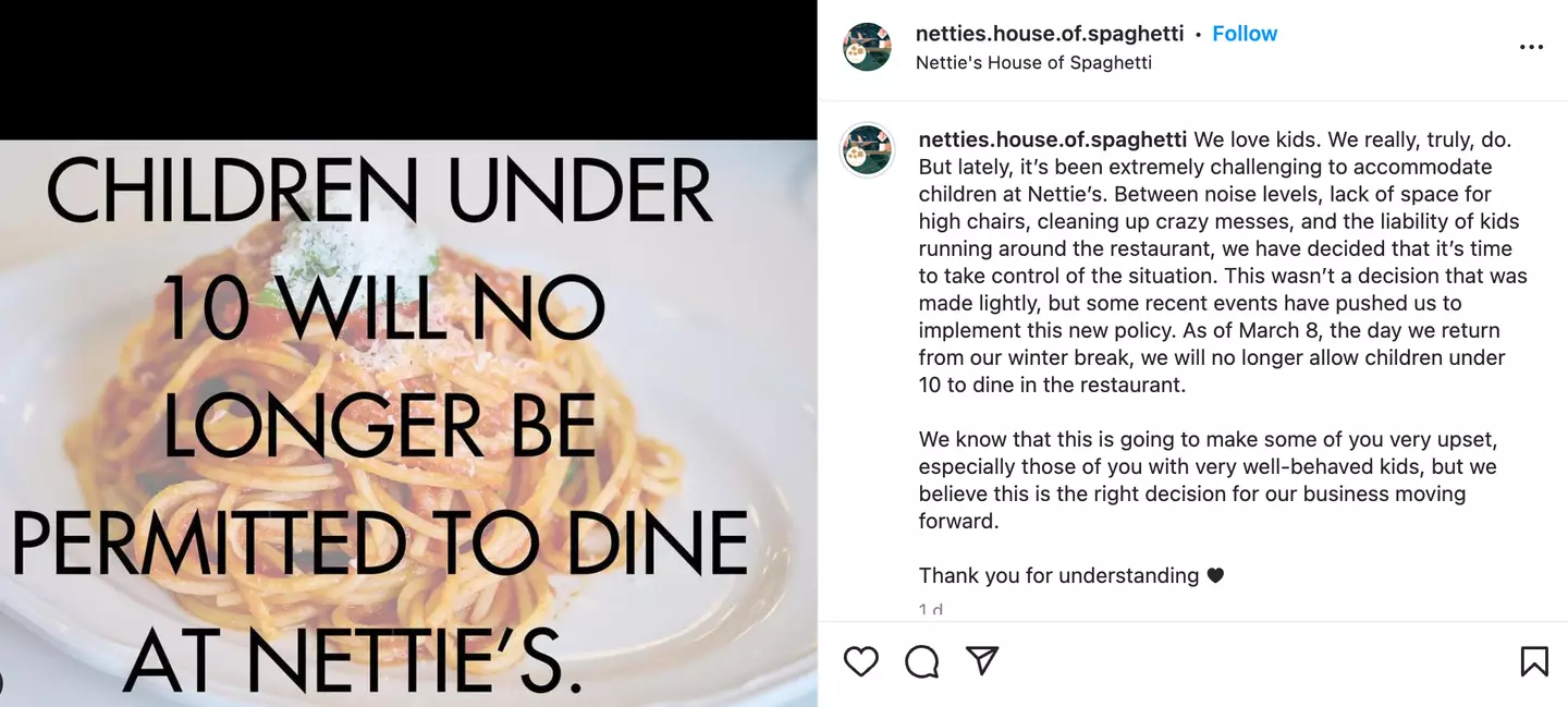 Nettie's shared its announcement online.