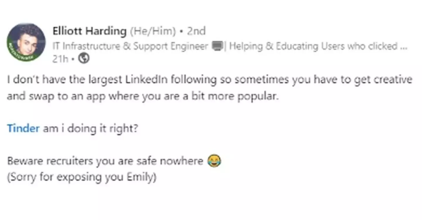 Elliott's LinkedIn post had a mixed reaction. (