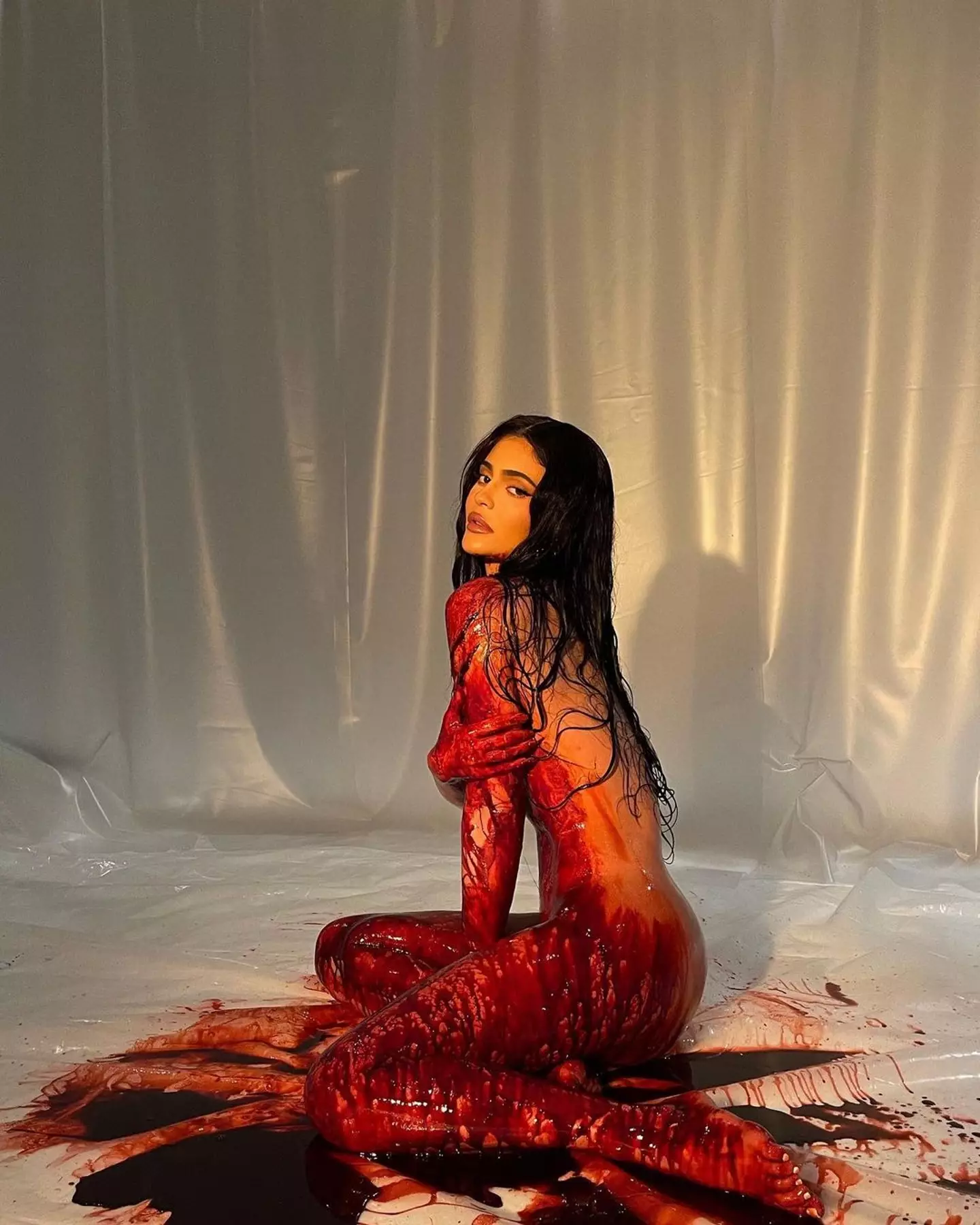 Kylie posted nude pictures of herself covered in blood (