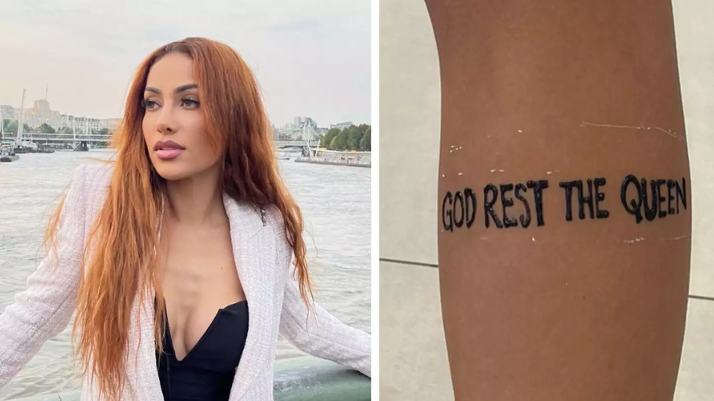 Woman pays tribute to Her Majesty by getting ‘God rest the Queen’ tattooed on her leg