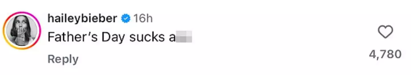 Hailey fired a shot in Bieber's direction (Instagram/@haileybieber)