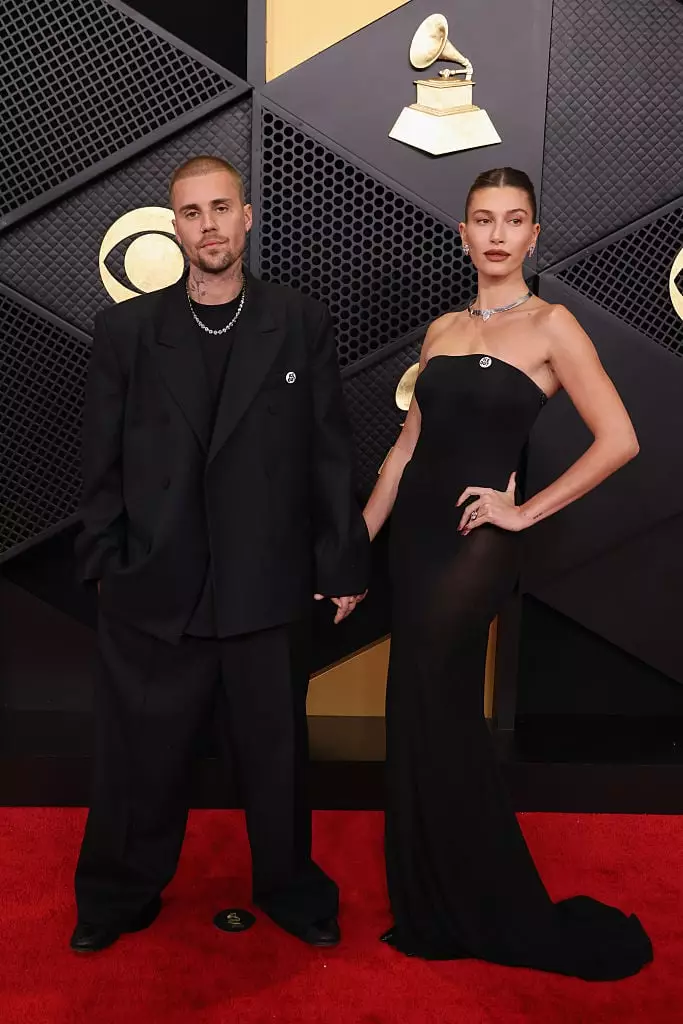 Justin Bieber and his wife Hailey prompted questions on the red carpet (John Shearer/Getty Images for The Recording Academy)