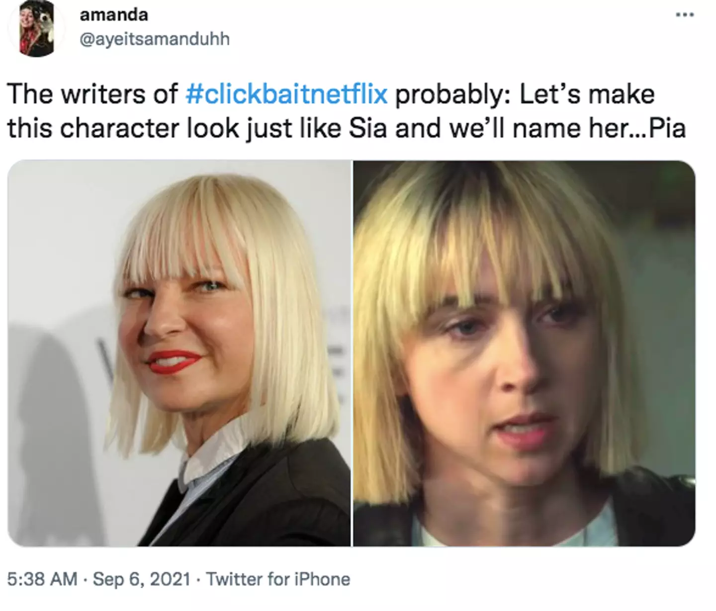 People drew comparisons to Sia (