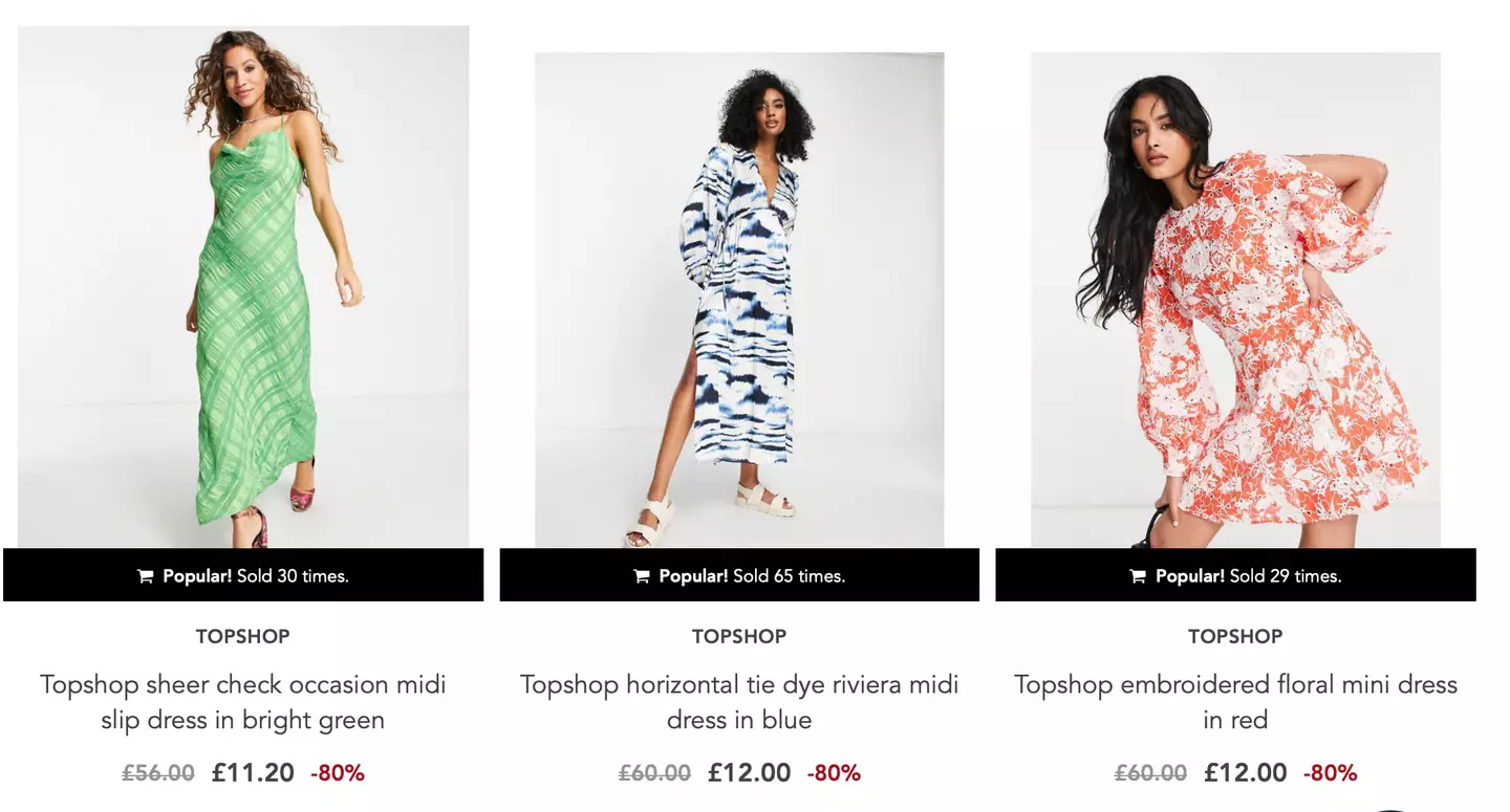 Secret Sales stock a large number of Topshop products.
