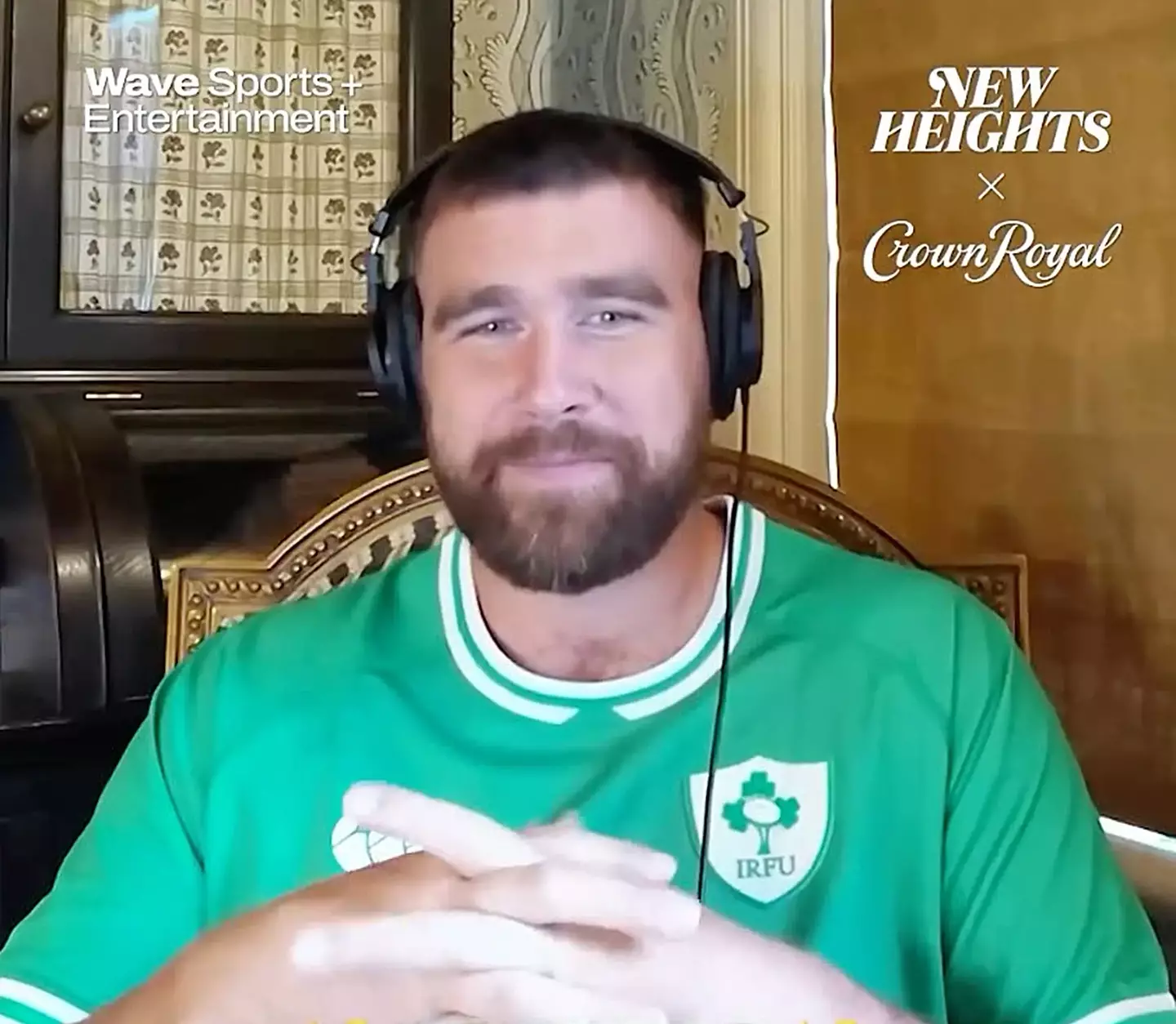 Travis Kelce has opened up about hanging out with Julia Roberts at Taylor Swift's Dublin show. (YouTube/New Heights)