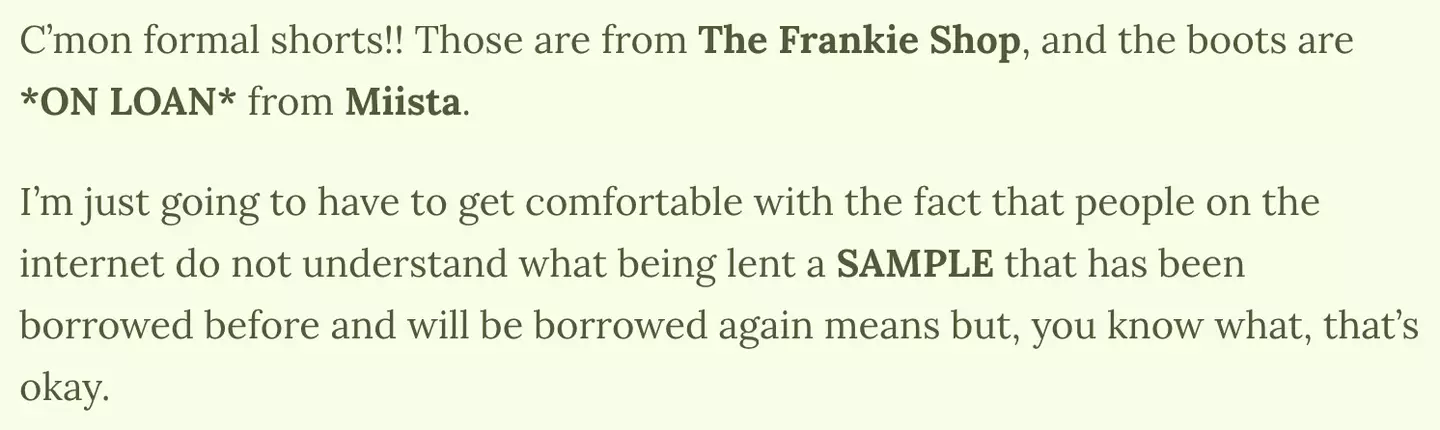 The boots were actually on loan (Substack/Gabriella Karefa-Johnson)