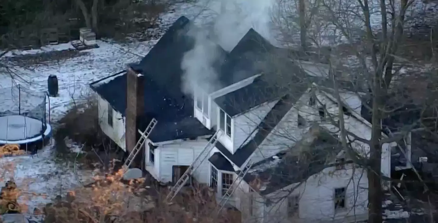 The house went up in flames on Monday morning.