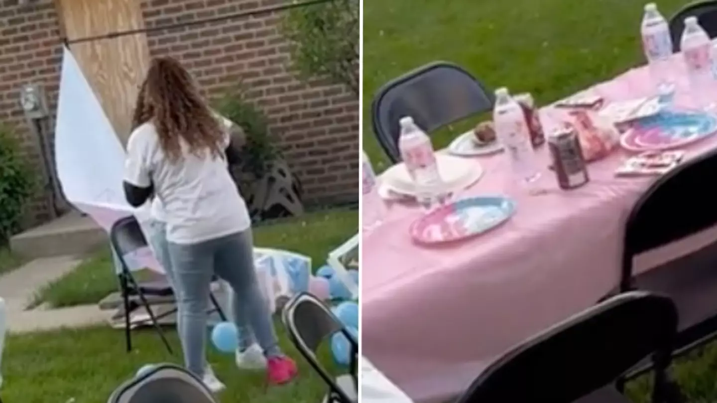 Furious mum destroys gender reveal party because she didn't want another girl