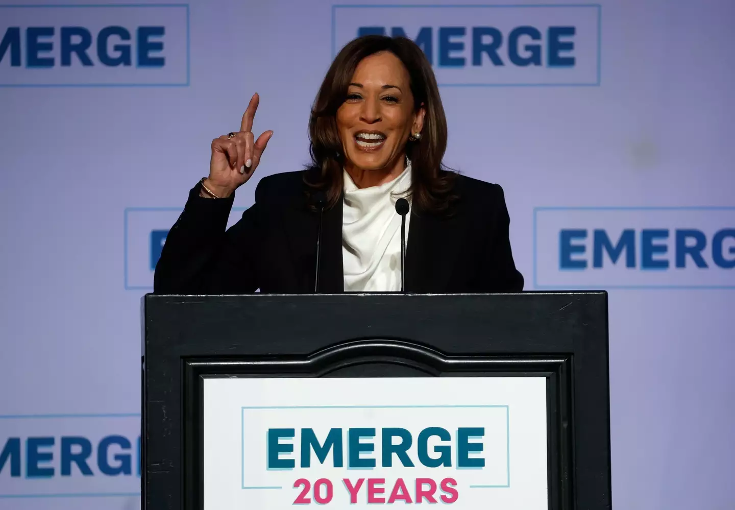Kamala Harris referenced a recent viral video during her speech (Justin Sullivan/Getty Images)