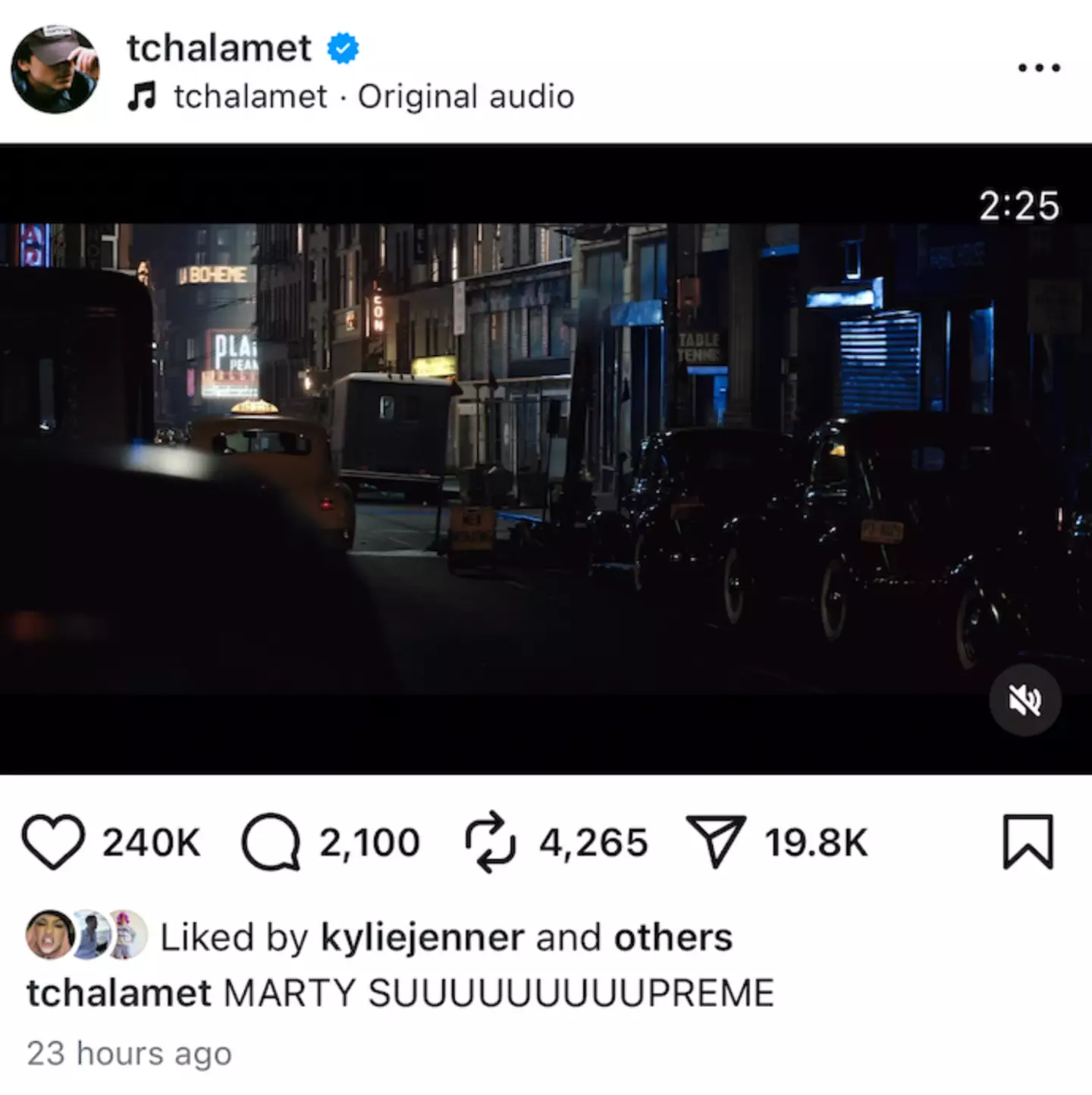 The Kardashians star publicly showed support for her boyfriend on social media yesterday (Instagram/tchalamet)