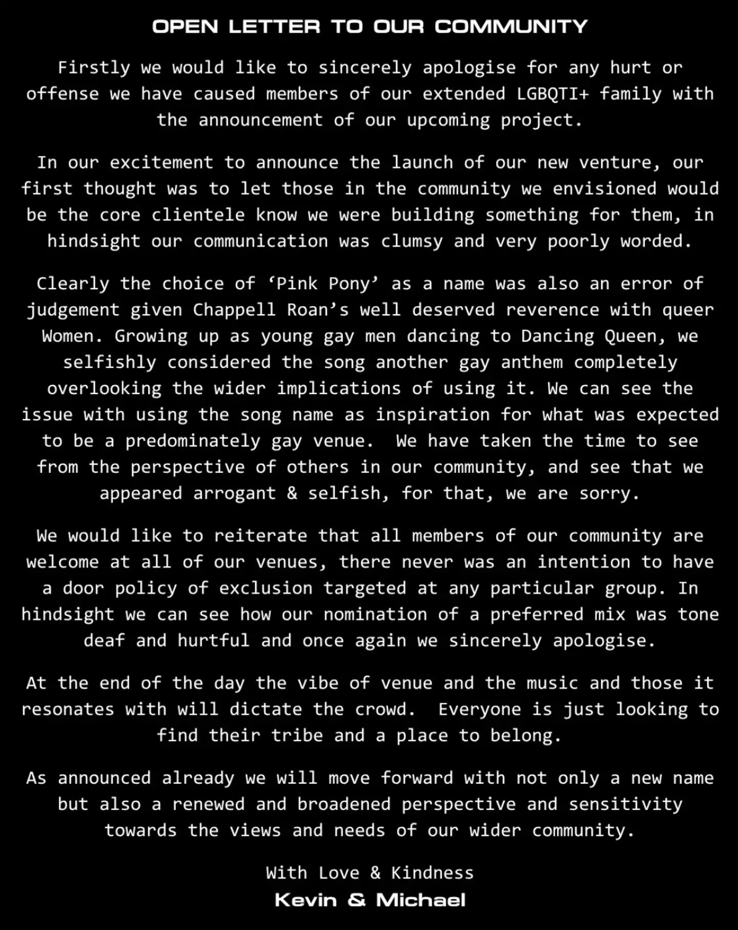 The owners have since issued an apology and gone back to the drawing board (Instagram/@new.name.coming)