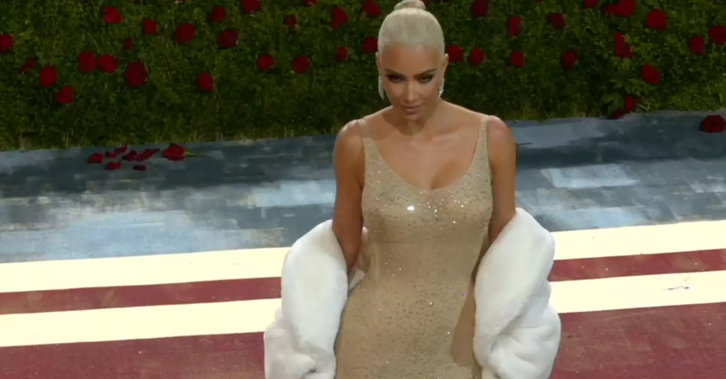 Kim looked iconic in Marilyn's gown. (