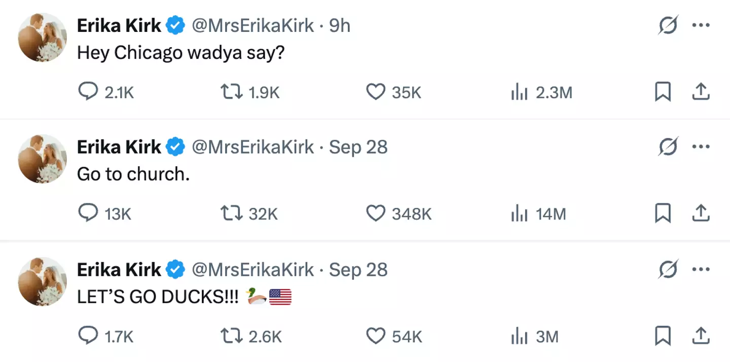 Supporters defended Erika's tweets (X/@MrsErikaKirk)