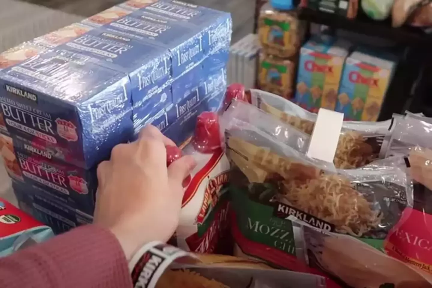 Her stockpile includes six bumper jars of olive oil, a year’s worth of rice, 20 packs of butter and 10 dozen eggs.