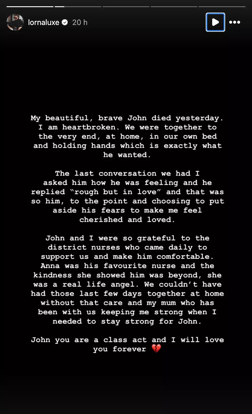 Luxe confirmed Andrews' passing in an Instagram statement (Instagram/@lornaluxe)