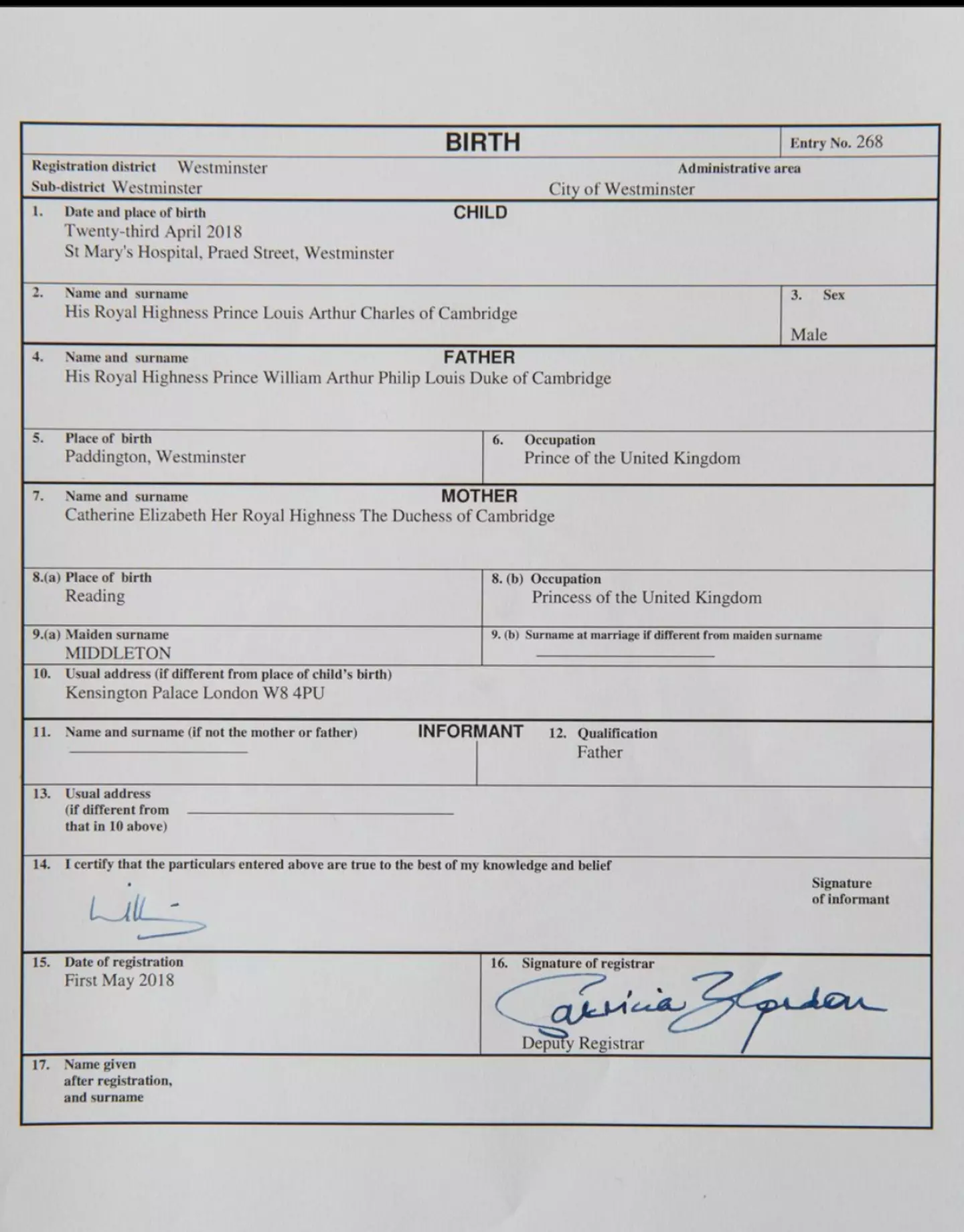 Prince Louis bears a pretty hefty full title (CBS)