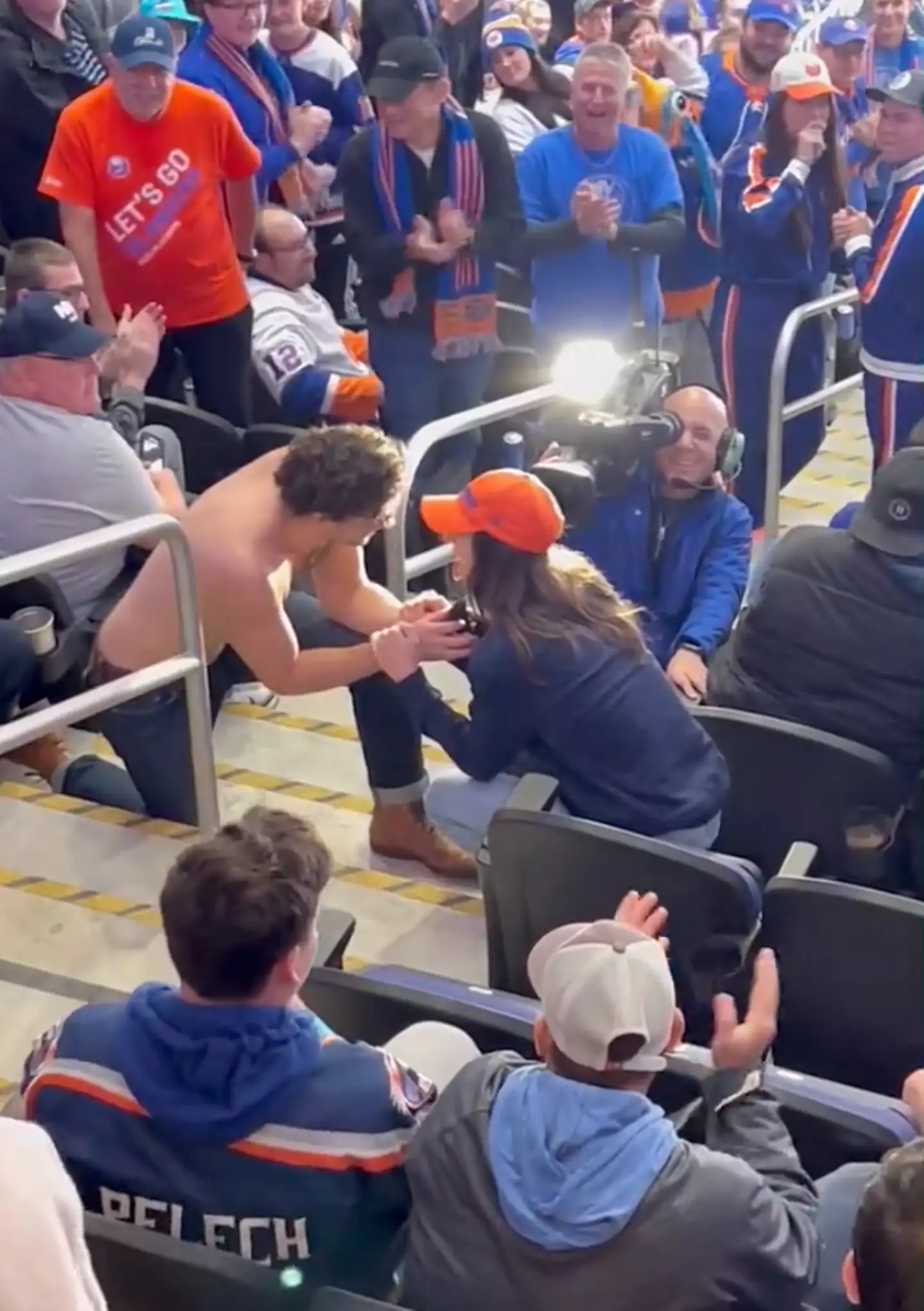 The crowd encouraged her to say no.