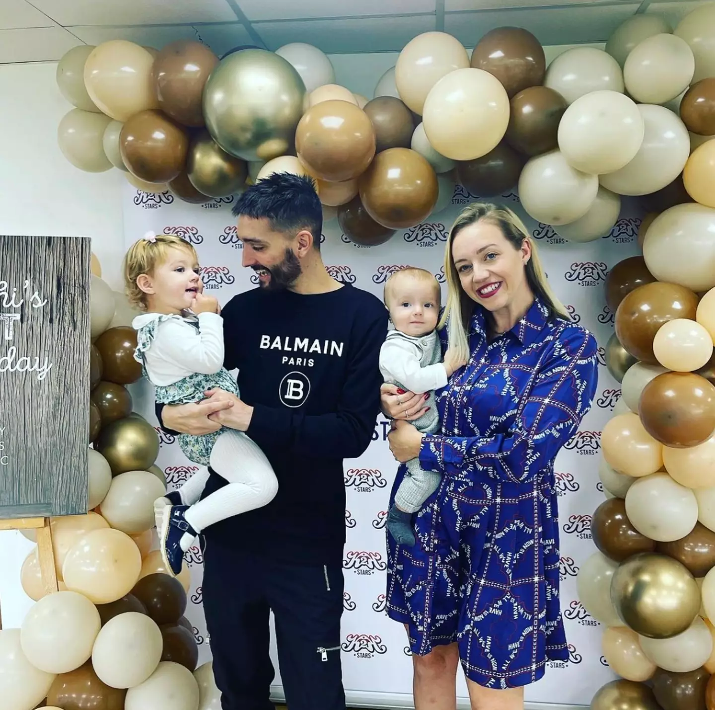 Tom, Kelsey and their children Aurelia and Bodhi. (