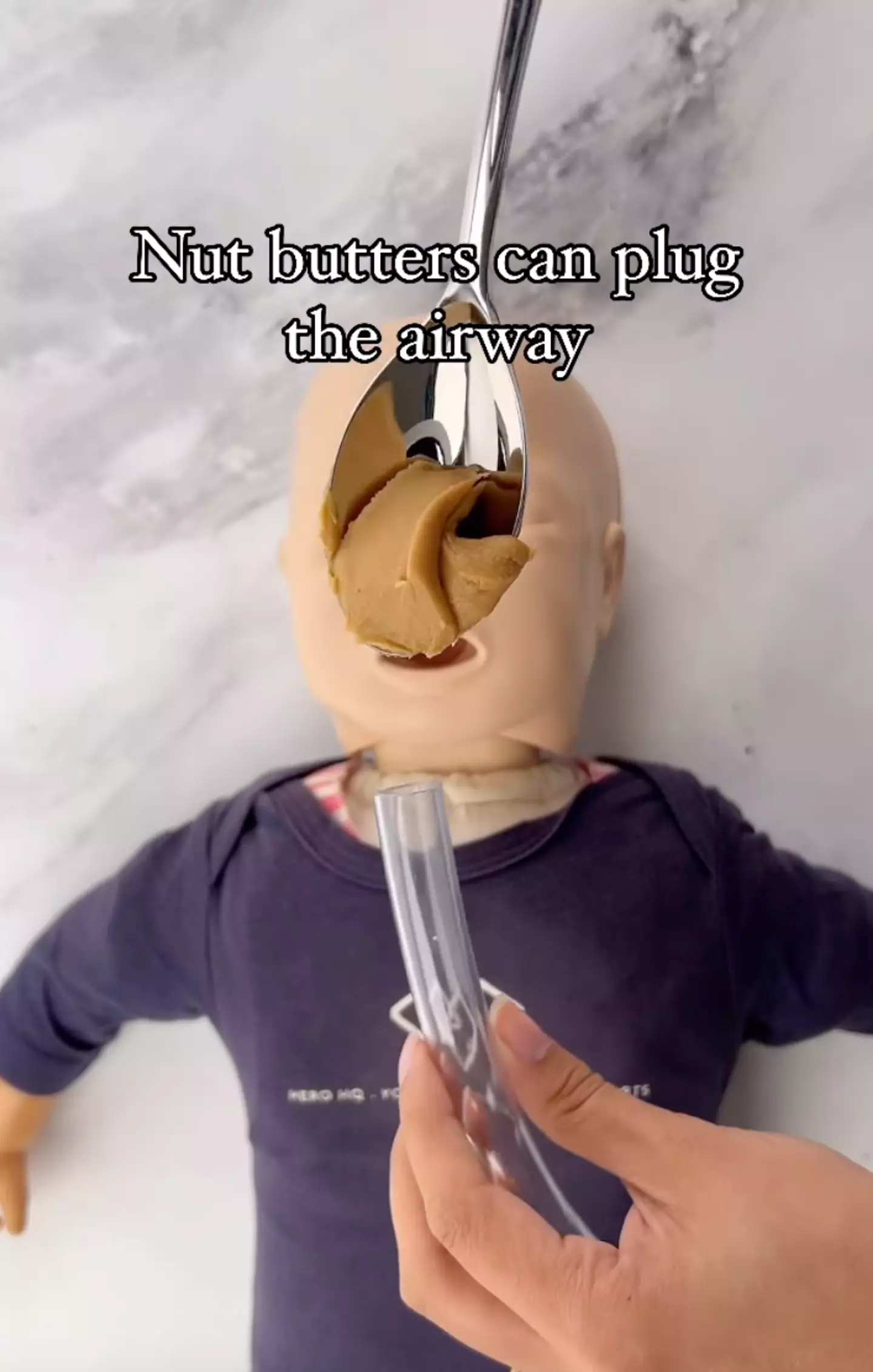 She said nut butters can 'plug' the airway. (Instagram/@tinyheartseducation)