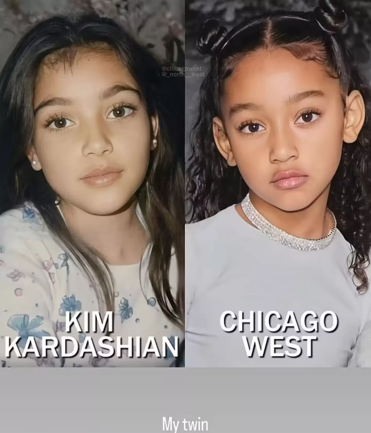 Kim shared the lookalike snap on her story.