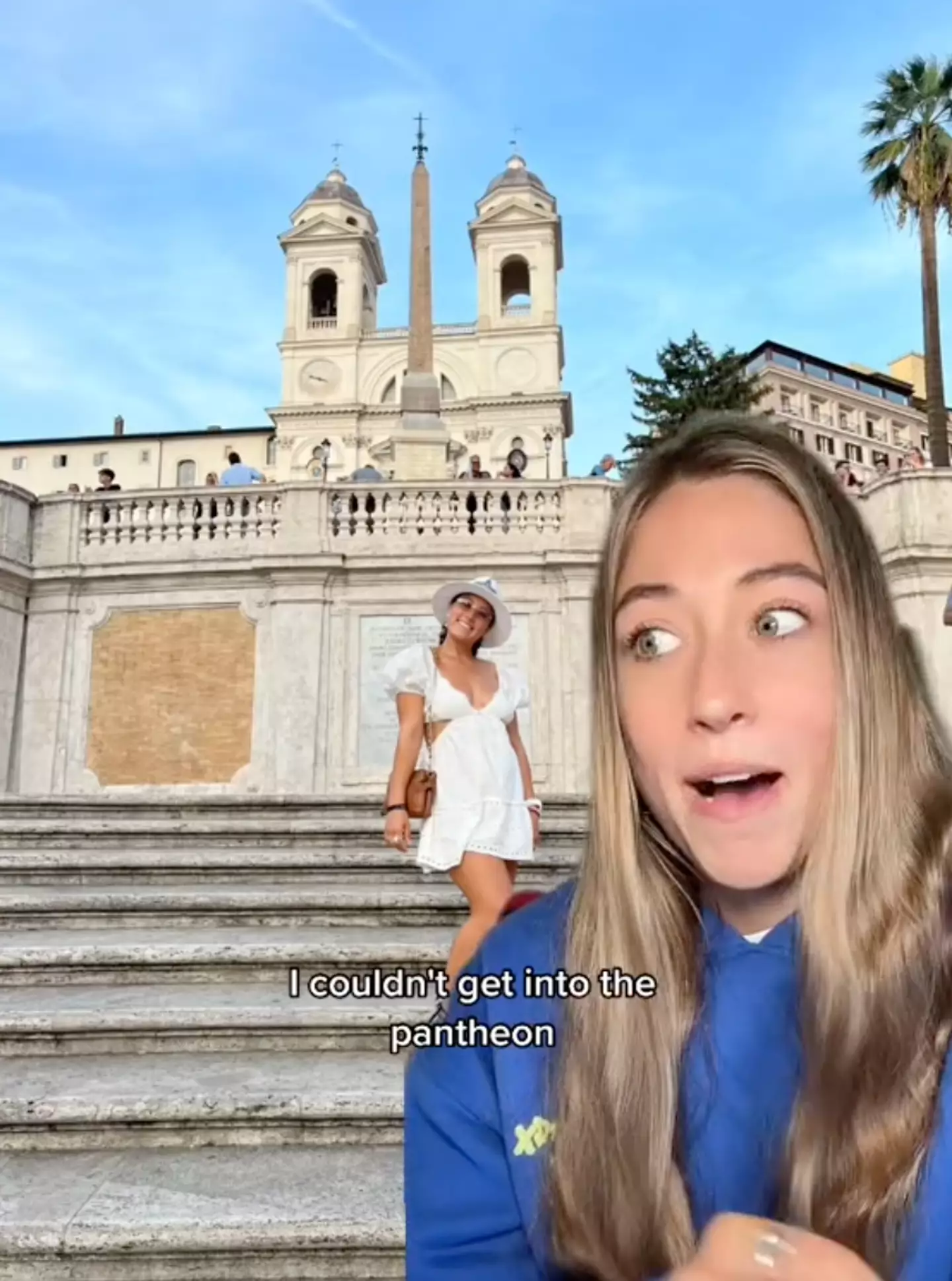 The woman had to wait outside while her friends explored the sights.