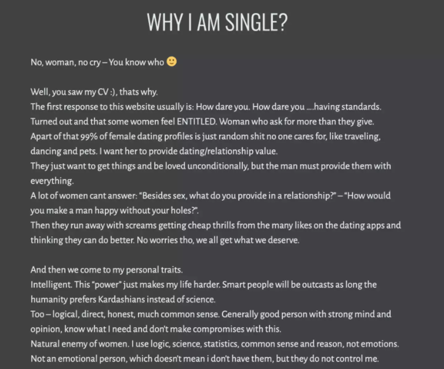 This charmer wants a 'female' he can connect with on a deeper level (