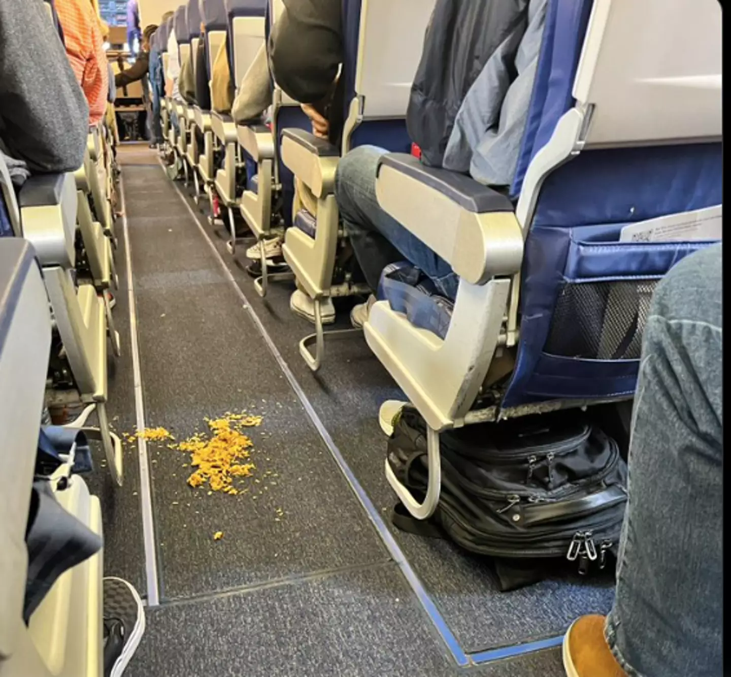 Rice had been spilled - and the flight attendant was not happy about it.