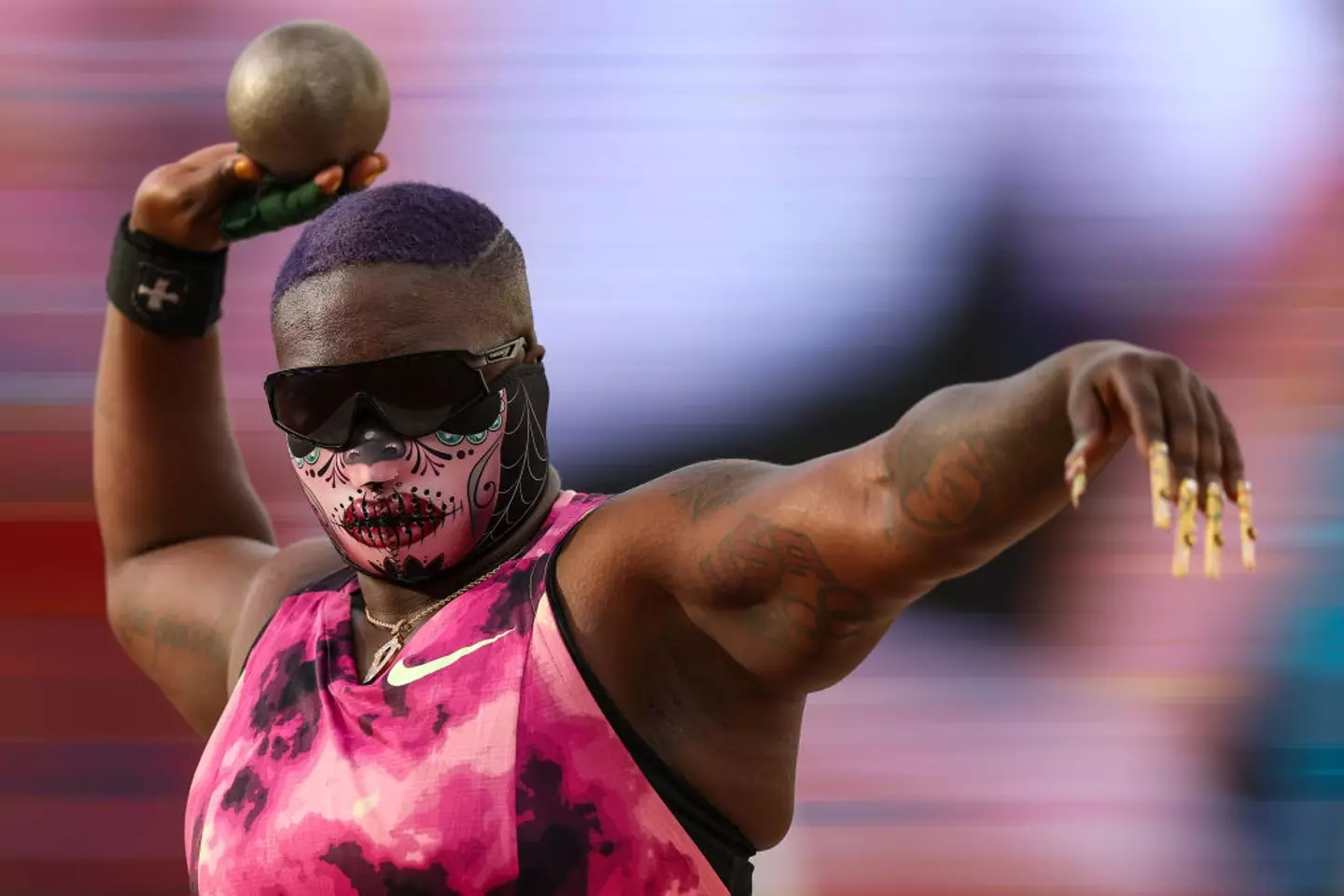 Team USA's Raven Saunders at the 2024 Paris Olympics. (Patrick Smith/Getty Images)