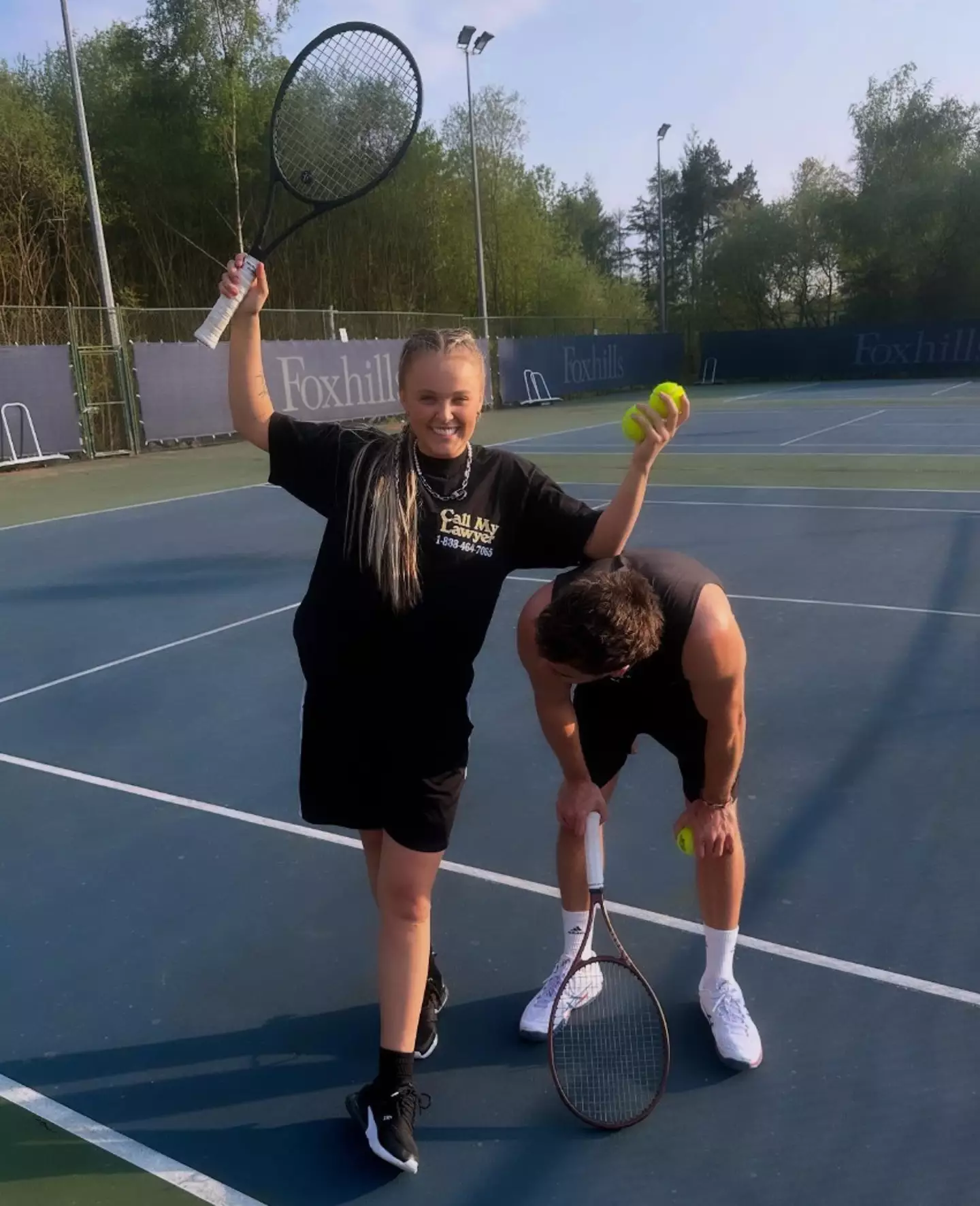 JoJo shared an image of her and Chris playing tennis together (Instagram/itsjojosiwa)