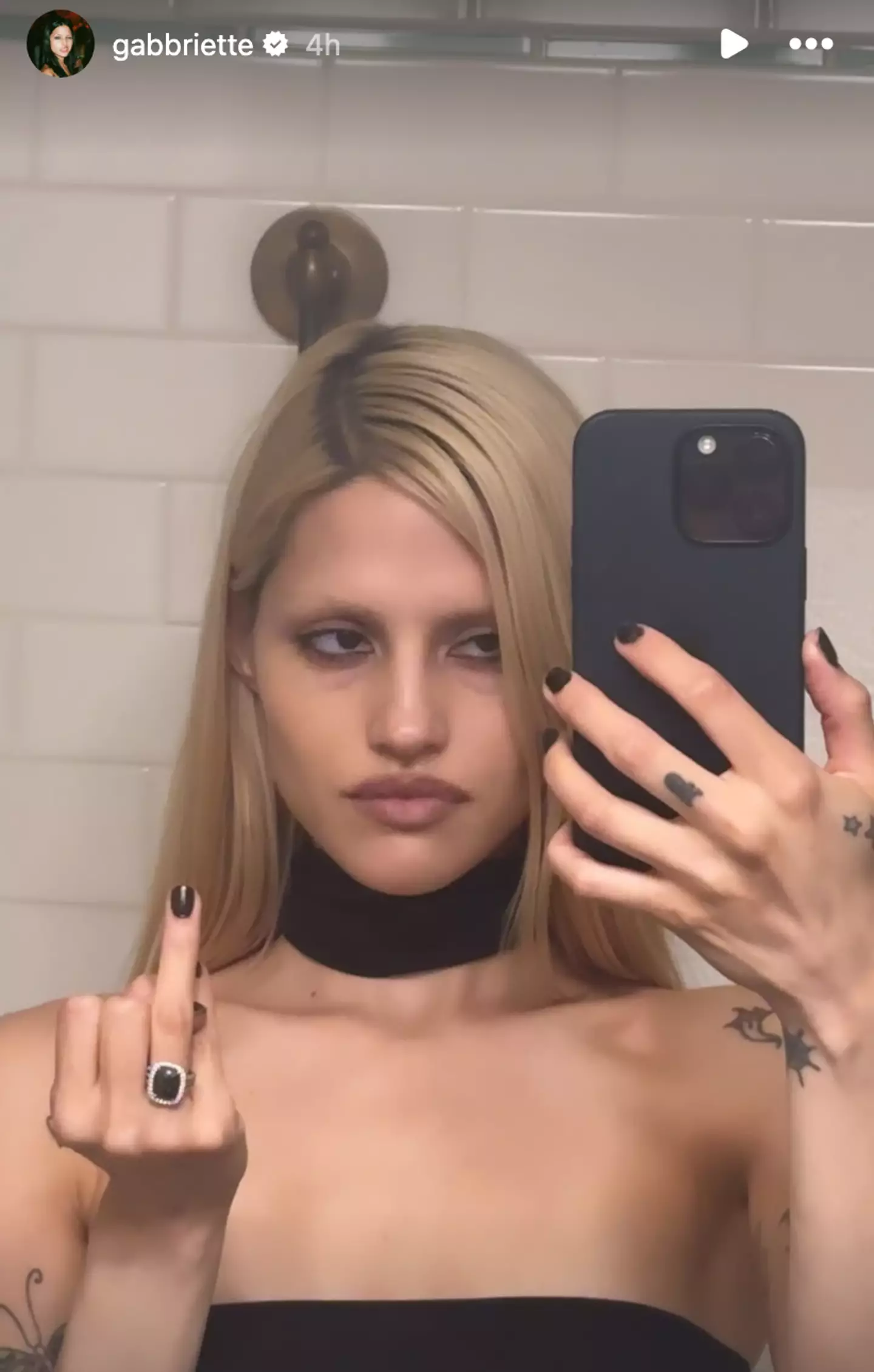 Gabbriette later showed off the ring again with a moody selfie. (Instagram/@gabbriette)