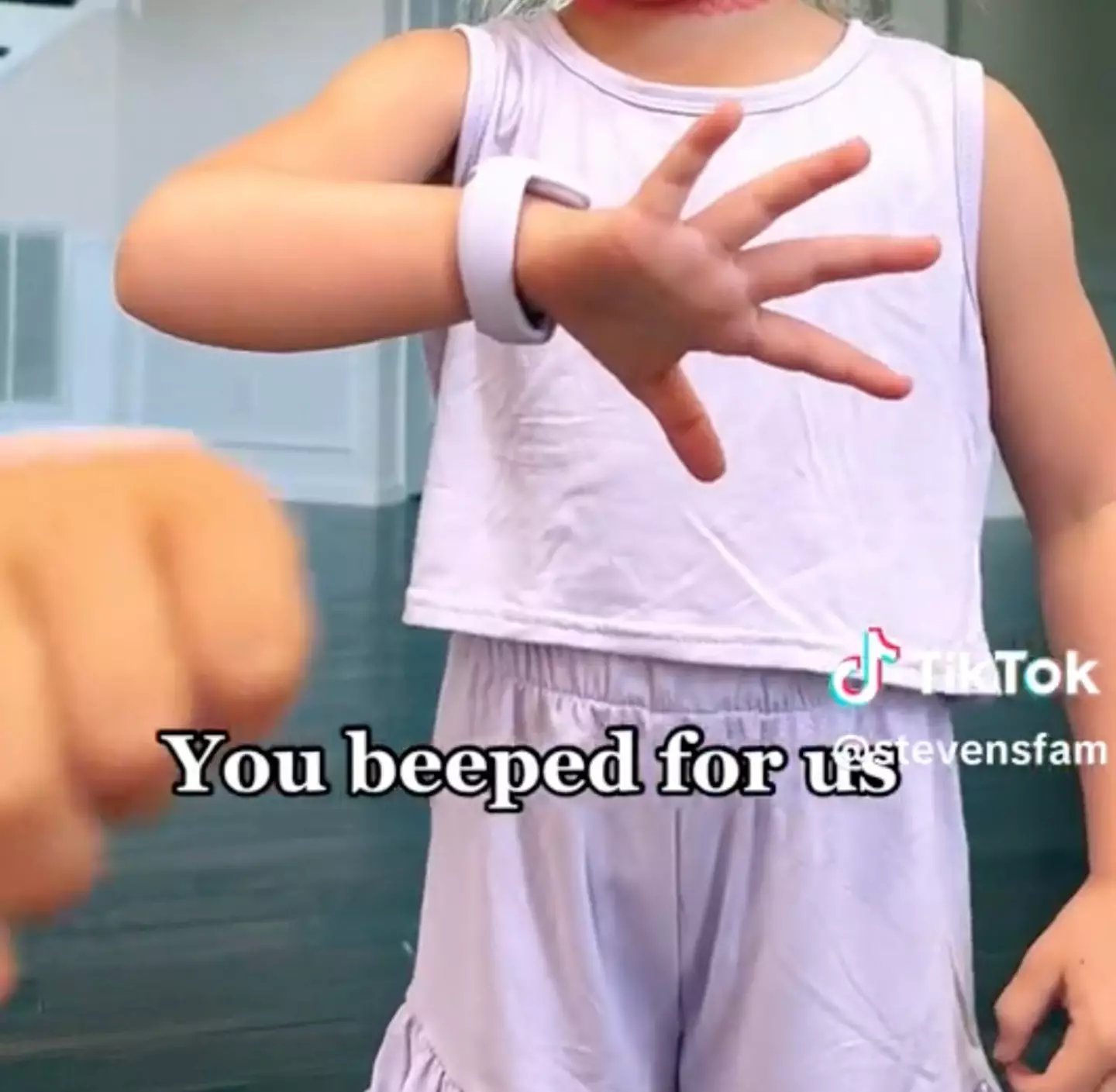 The kids ran to their mum when their tags started beeping.