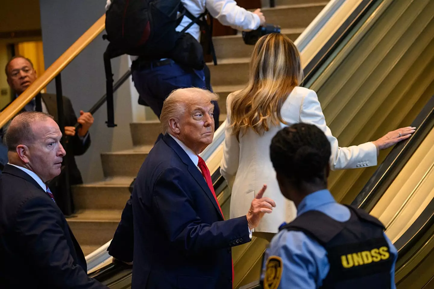 Trump also explained that the elevator had broken (Alexi J. Rosenfeld/Getty Images)