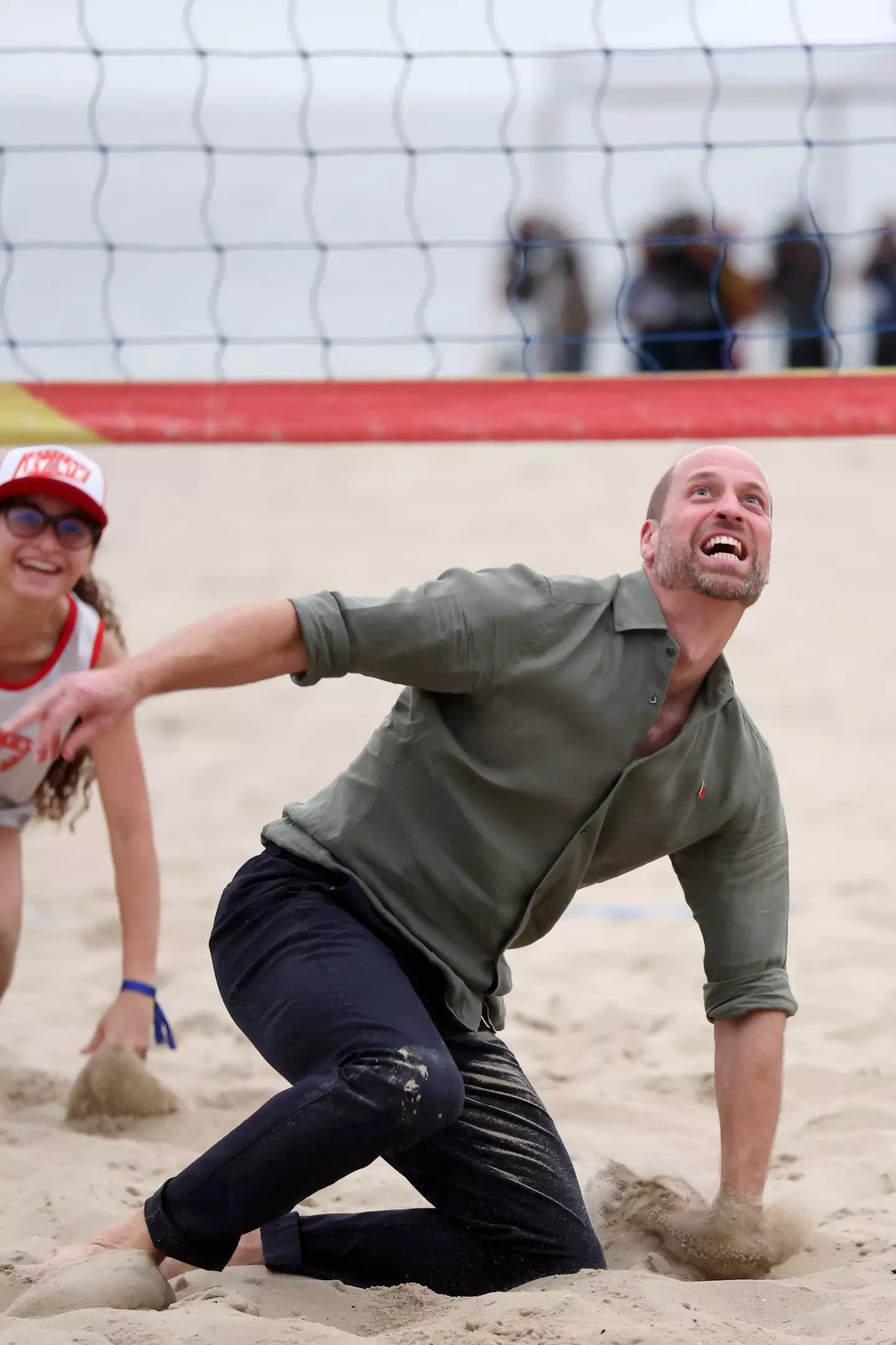 Prince William enjoyed a game of volleyball on Rio's Copacabana Beach on Monday (Chris Jackson/Getty Images)