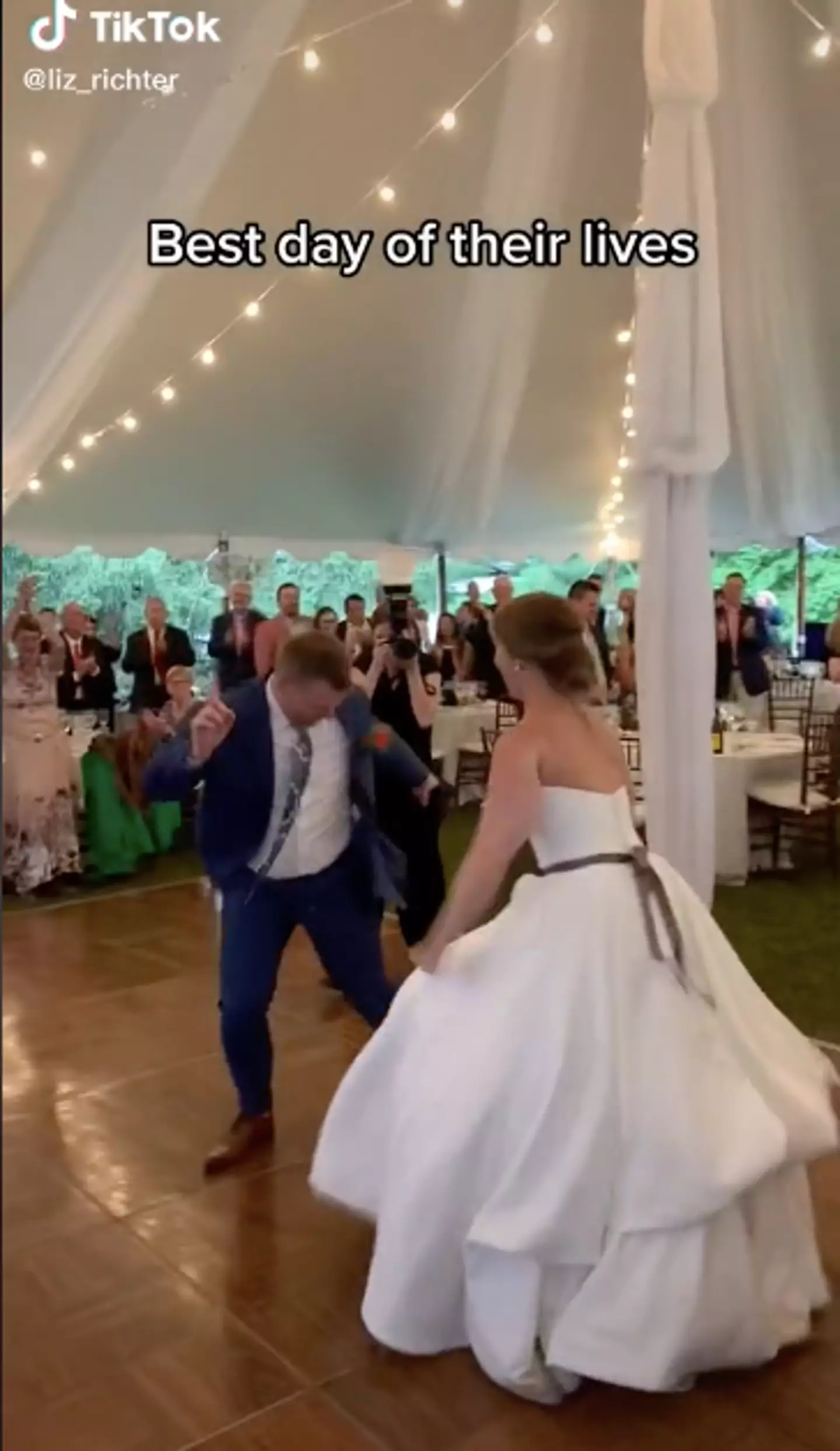 The pair danced excitedly at the wedding (