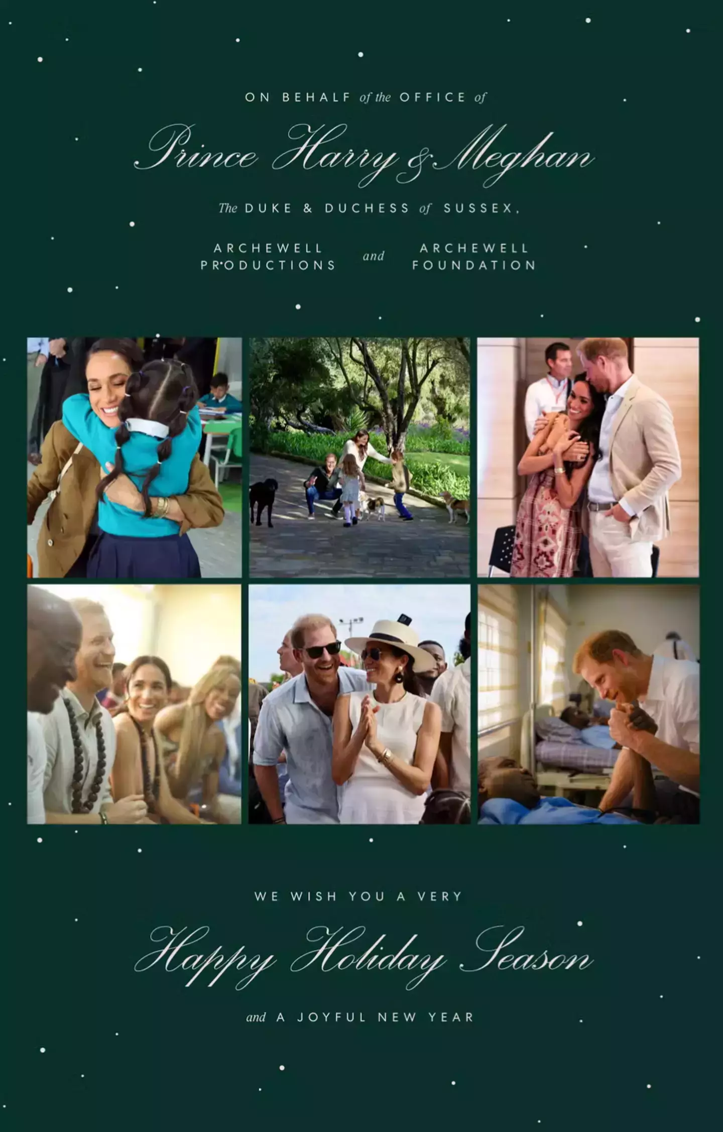 The original Christmas card shared by the royal family (Archewell Foundation)