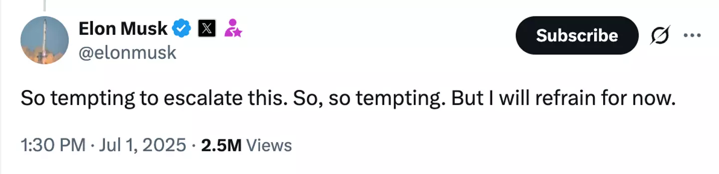 Musk's tweet has brought about a very divided response online (X/@elonmusk)
