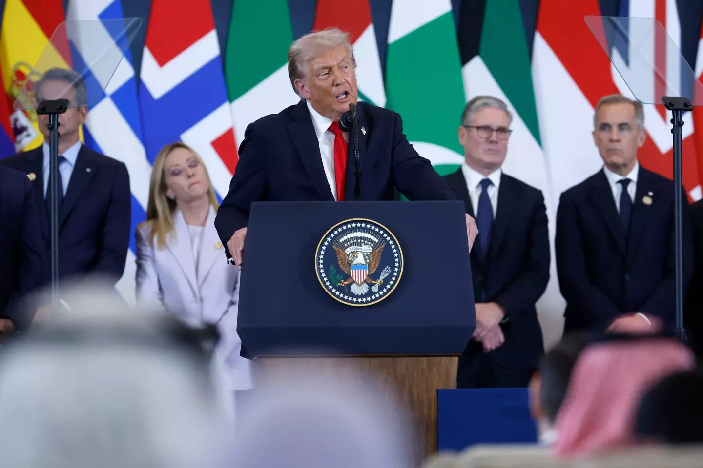 President Donald Trump spoke in Egypt yesterday alongside other European world leaders (Chip Somodevilla/Getty Images)