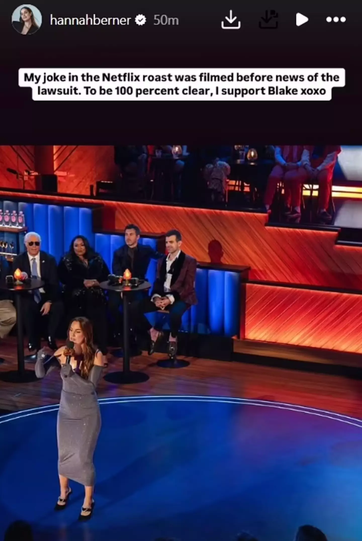 Comedian Hannah Berner took to social media to address the 'c*nt' joke she made about Lively (Instagram/@hannahberner)